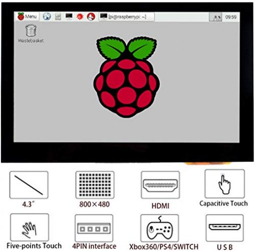 Waveshare 800x480 4.3inch HDMI LCD IPS Capacitive Touch Screen for  Raspberry Pi