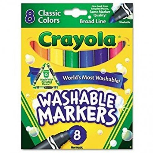 Crayola Washable Markers, Broad Point, Classic Colors, 8/Pack 58-7808