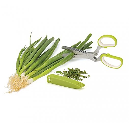 Norpro Multi Blade Herb Scissors with Blade Cleaner, 8-inch, Green