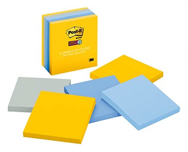 Post-It Super Sticky Notes, 3X3 In, 5 Pads, 2X The Sticking Power