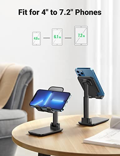  Lamicall Adjustable Cell Phone Stand for Desk - Foldable  Aluminum Desktop Phone Holder Cradle Dock, Compatible with Phone 13 12 Mini  11 Pro Xs Xs Max Xr X 8 7 6