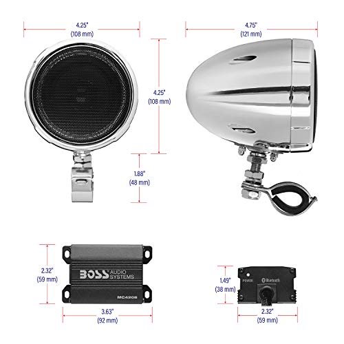 Boss Audio Systems Mc420B 3 Inch Motorcycle Speakers And Amplifier