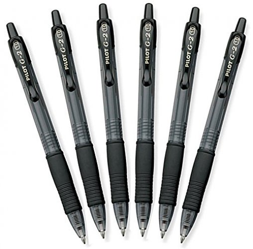 Pilot G2 Retractable Premium Gel Ink Roller Ball Pens, Bold Point, Black  Ink, Pack of 6