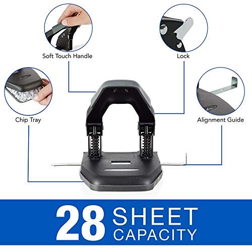 Swingline 2 Hole Punch, Comfort Handle Two Hole Puncher, 28 Sheet Punch  Capacity, 50% Reduced Effort, Includes Alignment Guide, Black (74050) -  Imported Products from USA - iBhejo