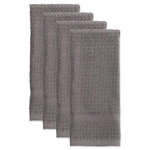 DII Basic Terry Collection Waffle Dishtowel Set, 15x26, Solid Dark