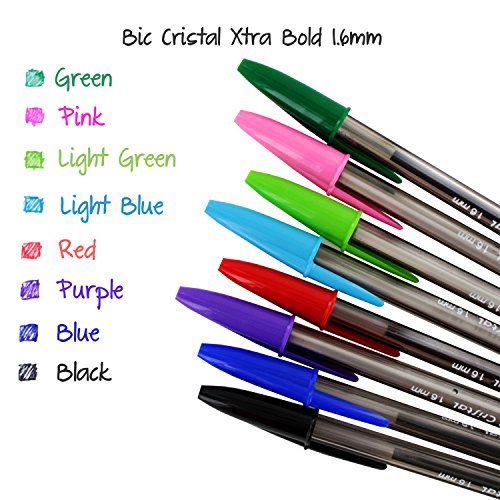  BIC Cristal Fun Ballpoint Pens Wide Point (1.6 mm) – Lime  Green, Box of 20 : Office Products