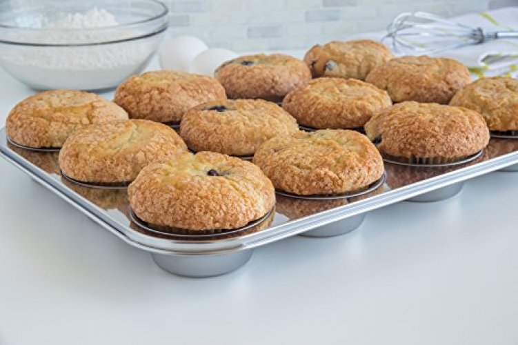 Fox Run 12-Cup Muffin and Cupcake Baking Pan, 10.5 x 13.75 x 1.25 inches,  Silver