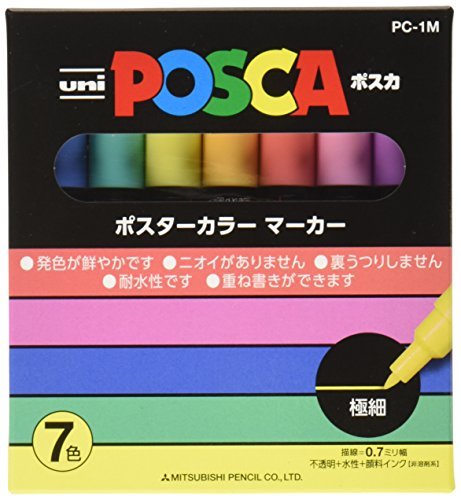 Posca Marker, Pc-1m, Extra-fine, Line 0,7 , Assorted Colours, 12 pc