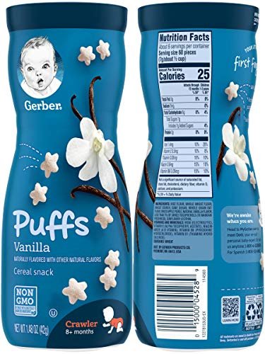 Gerber Puffs Baby Snack, Strawberry Apple, 1.48 oz Canister