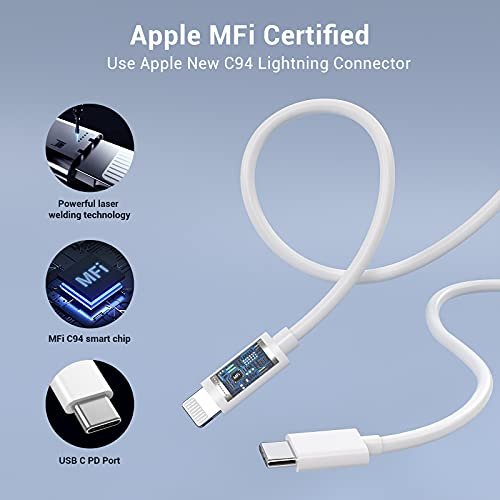 iPhone 12 13 14 Fast Charger Cable 6ft, [MFi Certified] USB C to Lightning  Cable 3 PACK, Type C Port Support iPhone Charging Cord for iPhone 14/13/12/11/Pro/Max/XS/XR//8/7/6/5S/5/SE/iPad  Case 