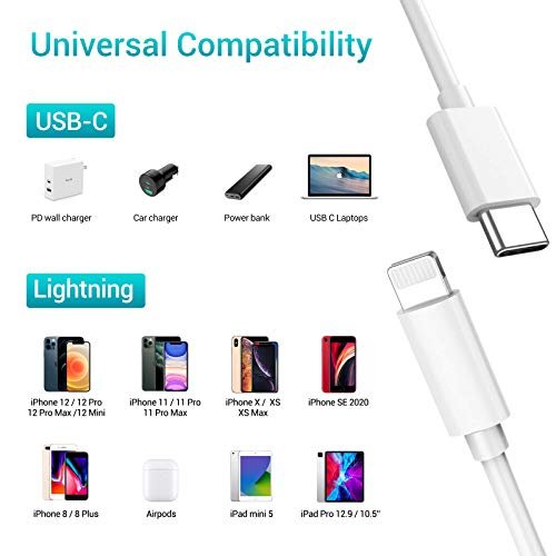 USB C to Lightning Cable, Anker New Nylon Charging Cord [10ft MFi  Certified] for iPhone 13 13 Pro 12 Pro Max 12 11 X XS XR 8 Plus, AirPods  Pro