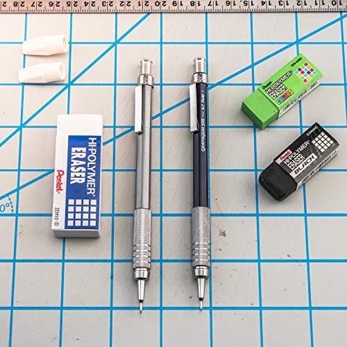 Pentel Graph Gear 500 Automatic Drafting Pencil with Lead and Mini Eraser,  0.5 mm (PG525LEBP),Black,1 Pack w/ Lead & Eraser 