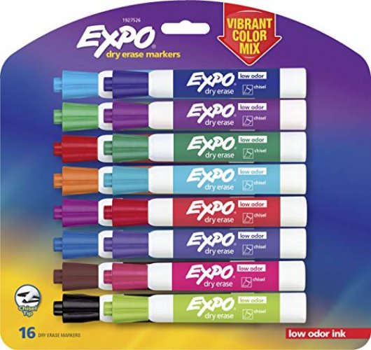 EXPO Low Odor Dry Erase Markers, Bullet Tip, Assorted Colors, 4 Count
