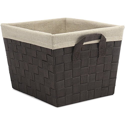 Whitmor Woven Strap Storage Espresso Shelf Basket Small Tote W