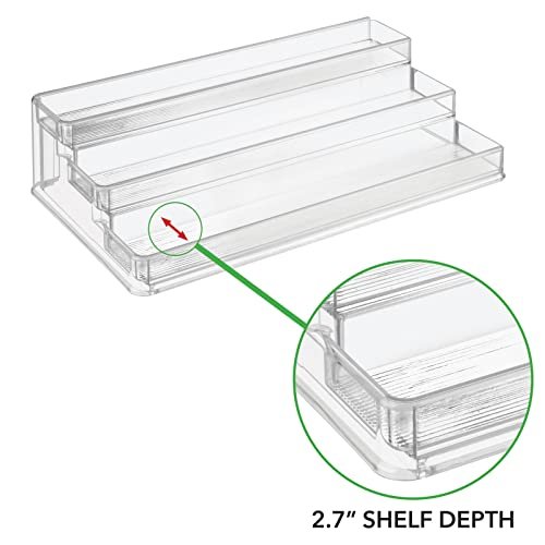 mDesign Plastic Expandable 3-Tier Shelf Rack Organizer - Storage for  Bathroom Vanity, Cabinet, Cupboard, Drawer - Holds Medicine, Vitamins