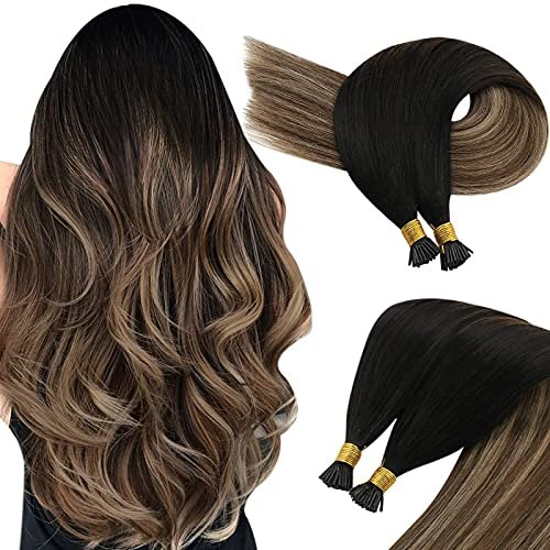 Sunny Ombre I Tip Extensions,Natural Black Fading To Dark Brown Mixed  Strawbery Blonde 14Inch 1G/S 50G I Tip Ombre Hair Extensions-100% Remy  Straight - Shop Imported Products from USA to India Online -