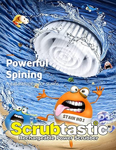 Scrubtastic 39 in. Multi-Purpose Surface Rechargeable Power Scrubber  Cleaner Scrub Brush with 3 Brush Heads
