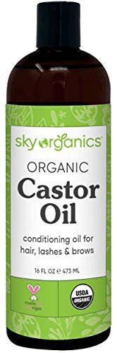 Sky Organics, Organic Castor Oil, Moisturizing Oil for Eyelashes, Hair &  Skin, 16oz