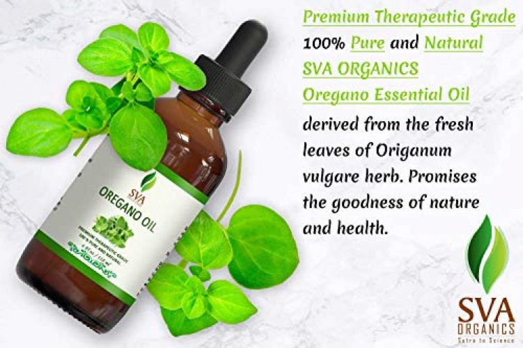 SVA Organics 100% Natural Oregano Essential Oil -Therapeutic Grade Aromatic Oil, 4 Fl Oz with Dropper | Natural Healing Oils