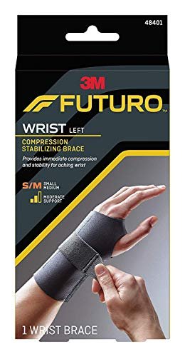 Futuro Energizing Wrist Support, Helps Relieve Symptoms of Carpal Tunnel  Syndrome, Moderate Stabilizing Support, Left Hand, Small/Medium, Black