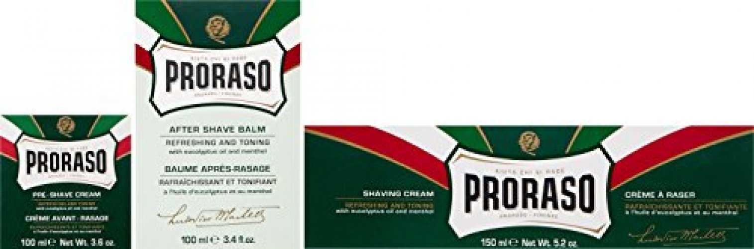  Proraso Shaving Kit for Men, Refreshing and Toning Pre-Shave  Cream, Shaving Cream Tube and After Shave Balm in Vintage Gino Tin