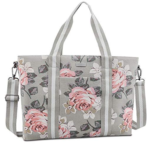 Mosiso Laptop Tote Bag For Women 17 17.3 Inch Canvas Rose