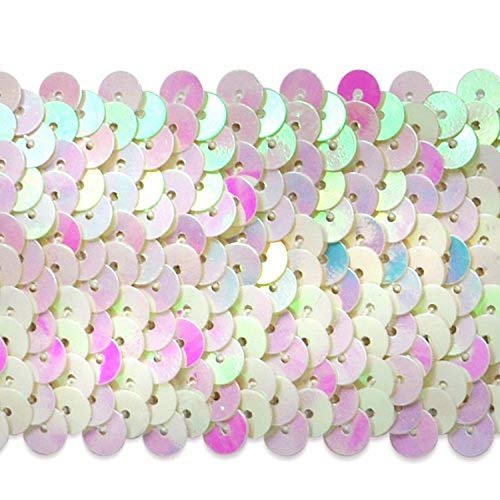 Trims By The Yard 5-Row Metallic Stretch Sequin Trim, 1-3/4-Inch Versatile Sequins  For Crafts, Washable Sequins Trim For Sewing, 10-Yard Cut, White A -  Imported Products from USA - iBhejo