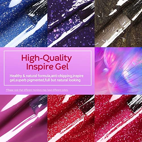 MODELONES Mood Gel Nail Polish Set Temperature Color Changing Gel Colors  Collection Red Blue Glitter Gel Polish Soak Off 6 Colors Christmas Gifts  New