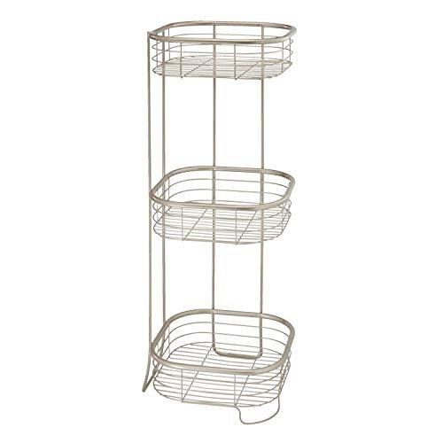 iDesign York Metal Wire Corner Standing Shower Caddy 3-Tier Bath Shelf  Baskets for Towels, Soap, Shampoo, Lotion, Accessories, Satin