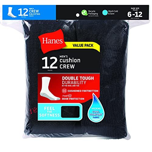 Hanes Men's Over-the-Calf Tube Socks Shoe Sizes 6-12 (24 Pack