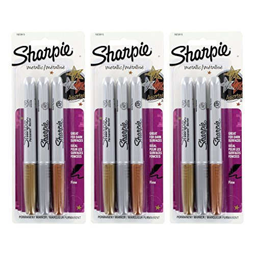 Sharpie Permanent Marker, Retractable, Fine Point, Assorted - 3 markers