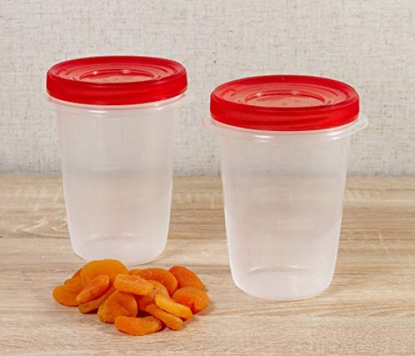 Rubbermaid TakeAlongs Twist & Seal Food Storage Containers, 1.2 Cup, Tint  Chili, 4 Count