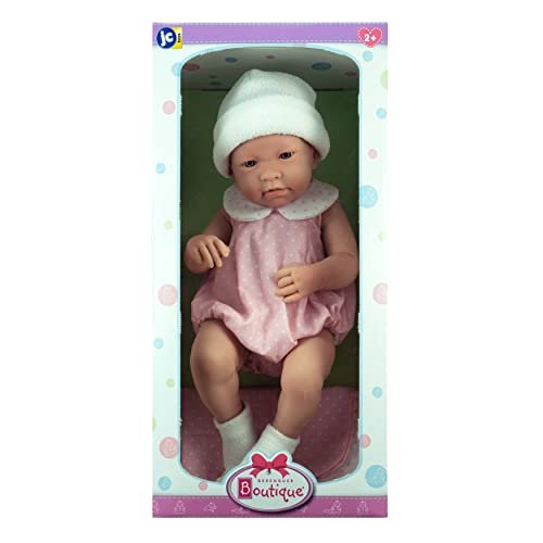 JC Toys La Newborn - Realistic 17 Anatomically Correct Real Girl Baby Doll - All Vinyl in Pink Bubble Suit and Blanket