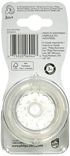 Philips Avent Natural Baby Bottle Nipple Flow 3 3m+ x2