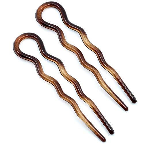 Camila Paris French Twist Stick Clip Pins, 2 Large Wavy Hair Pins For