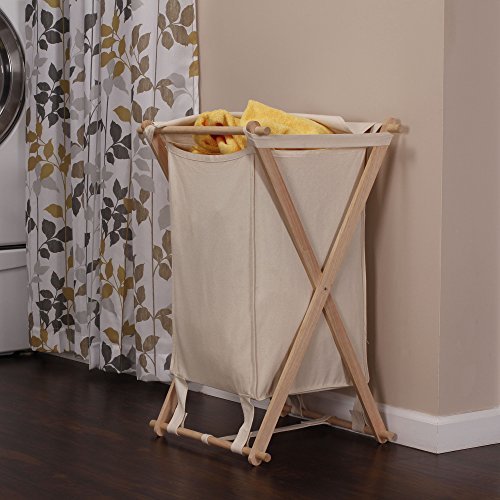 Household Essentials Collapsible Wood X-Frame Laundry Hamper