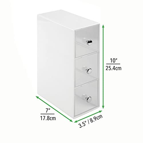 mDesign Plastic 3 Drawer Stackable Organizer for Bathroom Storage