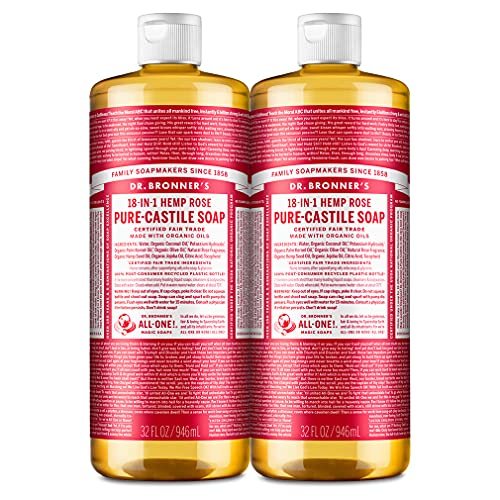 2 New Dr. Bronner's Hemp Rose Pure Castile Bar Soap