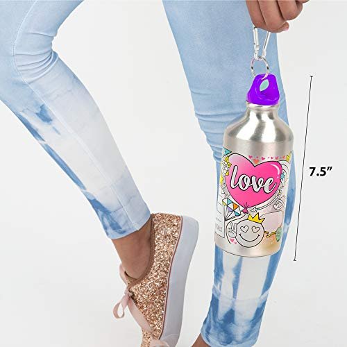 Glitter Water Bottle for Women Teen Girls, BPA Free Tritan & Leak Proof One Click Open Flip Top & Easy Clean & Soft Carry Handle, 30oz / 900ml