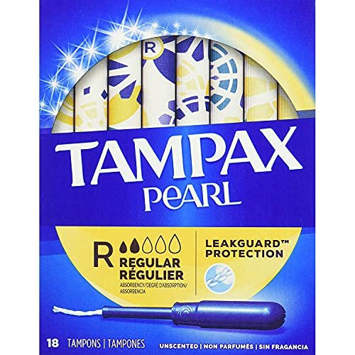 Tampax Pearl Plastic Unscented Tampons, Ultra Absorbency, 18 Count