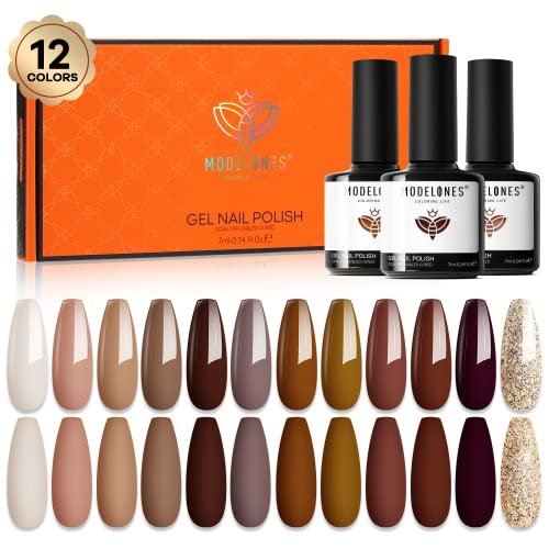 Gel Nail Polish Kit, 12 Pcs Winter Fall Color Gel Polish Set, Nude Brown  Gel Nail Kit Collection for Nail Art Salon By Modelones - Shop Imported  Products from USA to India
