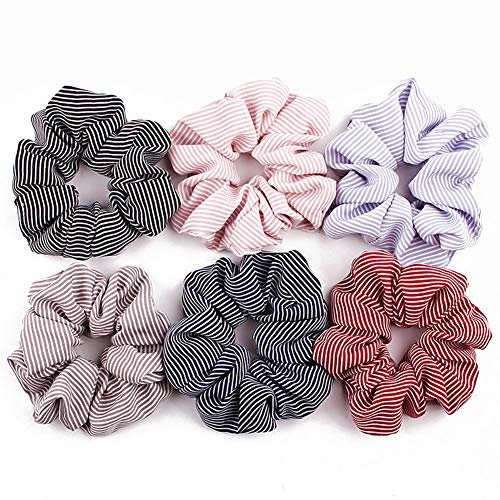 Fodattm 6Pcs Cloth Hair Scrunchies Elastic Hair Ties Hair Bands Ponytail  Holder Hair Rope (Stripe) - Shop Imported Products from USA to India Online  - iBhejo