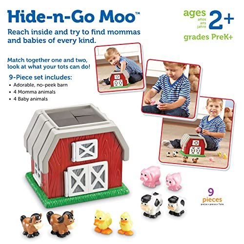 Learning Resources Hide-N-Go Moo, Farm Animal Toy, Barn Toys For Toddlers,  9 Pieces, Ages 2+ - Imported Products from USA - iBhejo