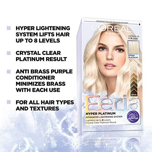 L'Oreal Paris Feria Hyper Platinum Advanced Lightening System Hair Bleach,  Hair Lightening Up To 8 Levels, Platinum Blonde Hair Results, With Anti Br  - Shop Imported Products from USA to India Online -