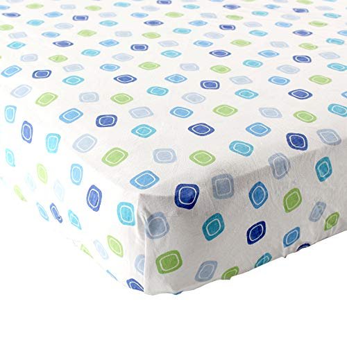 Luvable Friends Unisex Baby Fitted Crib Sheet Blue Geometric One