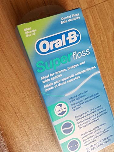 Oral-B Super Floss Mint Dental Floss for Braces Bridges - 50 Strips ( Packs  3 )
