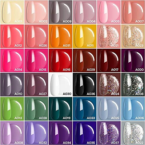 Modelones 40 Pcs Gel Nail Polish Set, 36 Colors Gel Polish 7Ml All