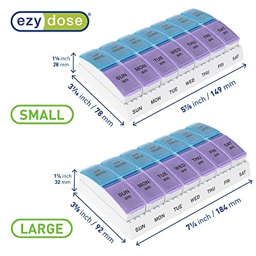 Ezy Dose Weekly (7-Day) Am/Pm Pill Organizer, Vitamin And Medicine Box,  Large Pop-Out Compartments, 2 Times A Day, Blue And Purple Lids - Imported  Products from USA - iBhejo