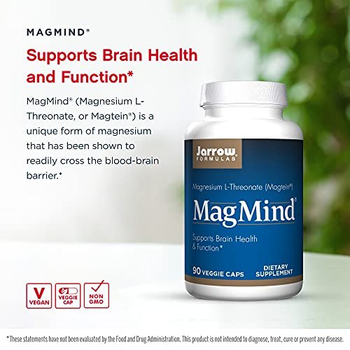 Jarrow Formulas MagMind Brain Health with Magtein (Magnesium L-Threonate),  Dietary Supplement for Brain Health, Brain Supplements for Memory Support