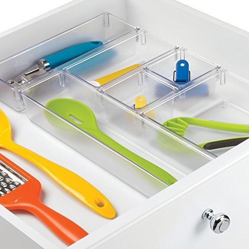 8Pcs Clear Plastic Drawer Organizers Storage Tray for Utensil Silverware  Kitchen